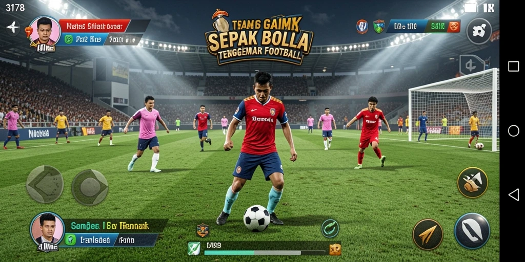 Screenshot gameplay <strong>3178</strong> menampilkan aksi mendebarkan di lapangan sepak bola.