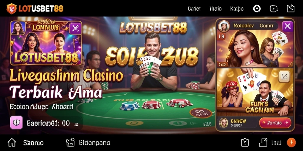 Screenshot LOTUSBET88 menampilkan dealer langsung dalam aksi permainan Live Casino.